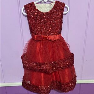 Elegant Red Sequin Kids Dress